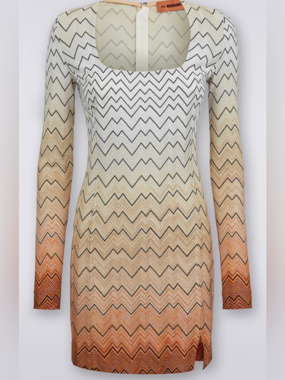 BNWT Missoni Zigzag Intarsia-Knit Minidress In Orange Size 4/40 IT